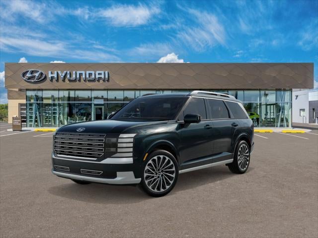 2026 Hyundai PALISADE HYBRID Calligraphy in Robust Emerald Pearl — front three-quarter view